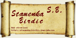 Stamenka Birdić vizit kartica